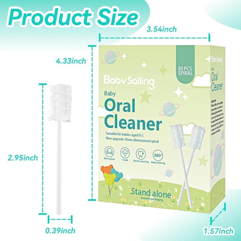 Foily 30-Pack Baby Tongue Cleaner Gauze– Gentle Newborn Oral Care, Disposable Toddler Tooth Brush for 0-24 Months Tooth Mouth Gum Clean (Square Style) - Image 2